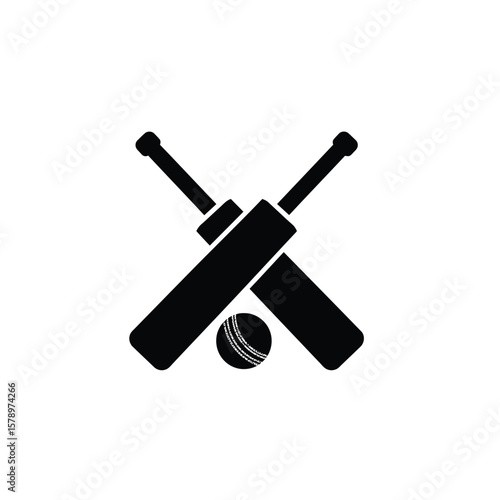 Cricket Icon: A graphical representation of cricket, featuring crossed cricket bats and a cricket ball, symbolizing the popular sport.