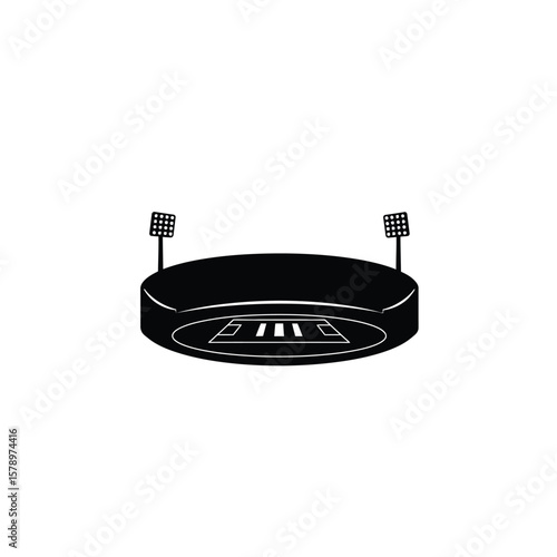 Stadium Silhouette: A simple yet impactful silhouette of a sports stadium, captured in striking monochrome, conveys the essence of competition, entertainment, and the spirit of the game.