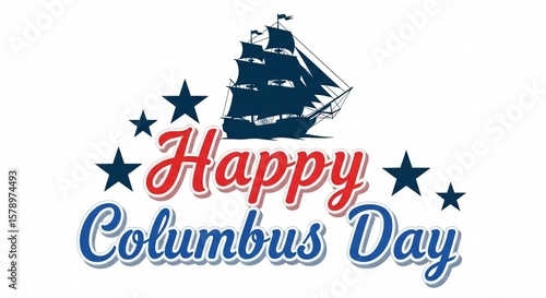 Columbus Day Graphics: Celebrate with Festive Ship & Stars Design