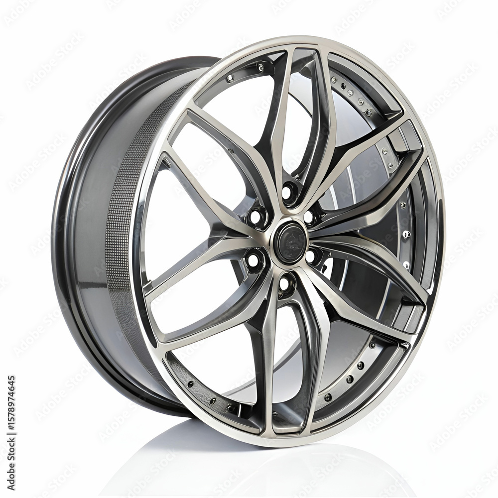 Obraz premium Car wheel realistic isolated on white background.