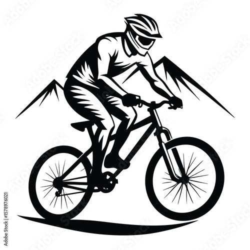 Mountain biker riding downhill mountain biking downhill cycling