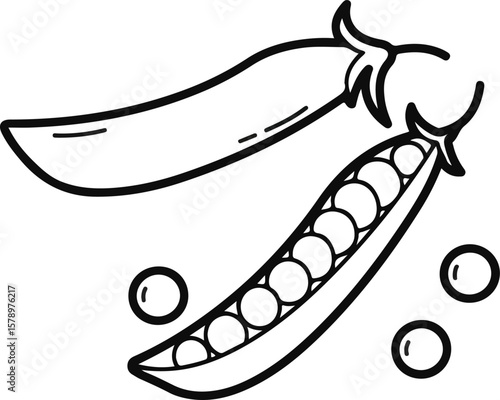Green peas pod simple outline