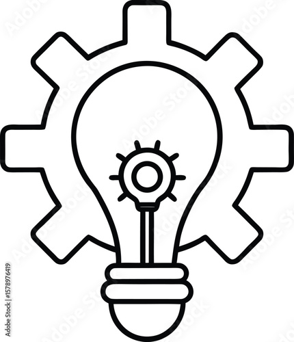 Vector illustration of a light bulb gear icon, symbolizing innovative business and technology concepts