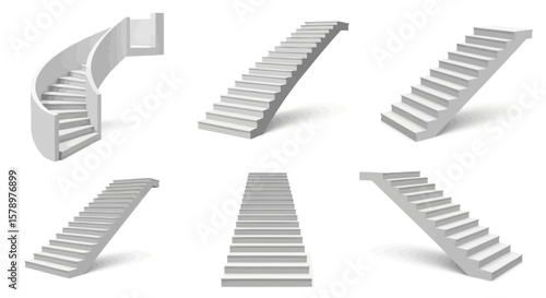 Architectural Staircase Designs Ascend to Style with Diverse Stairway Vector Graphics