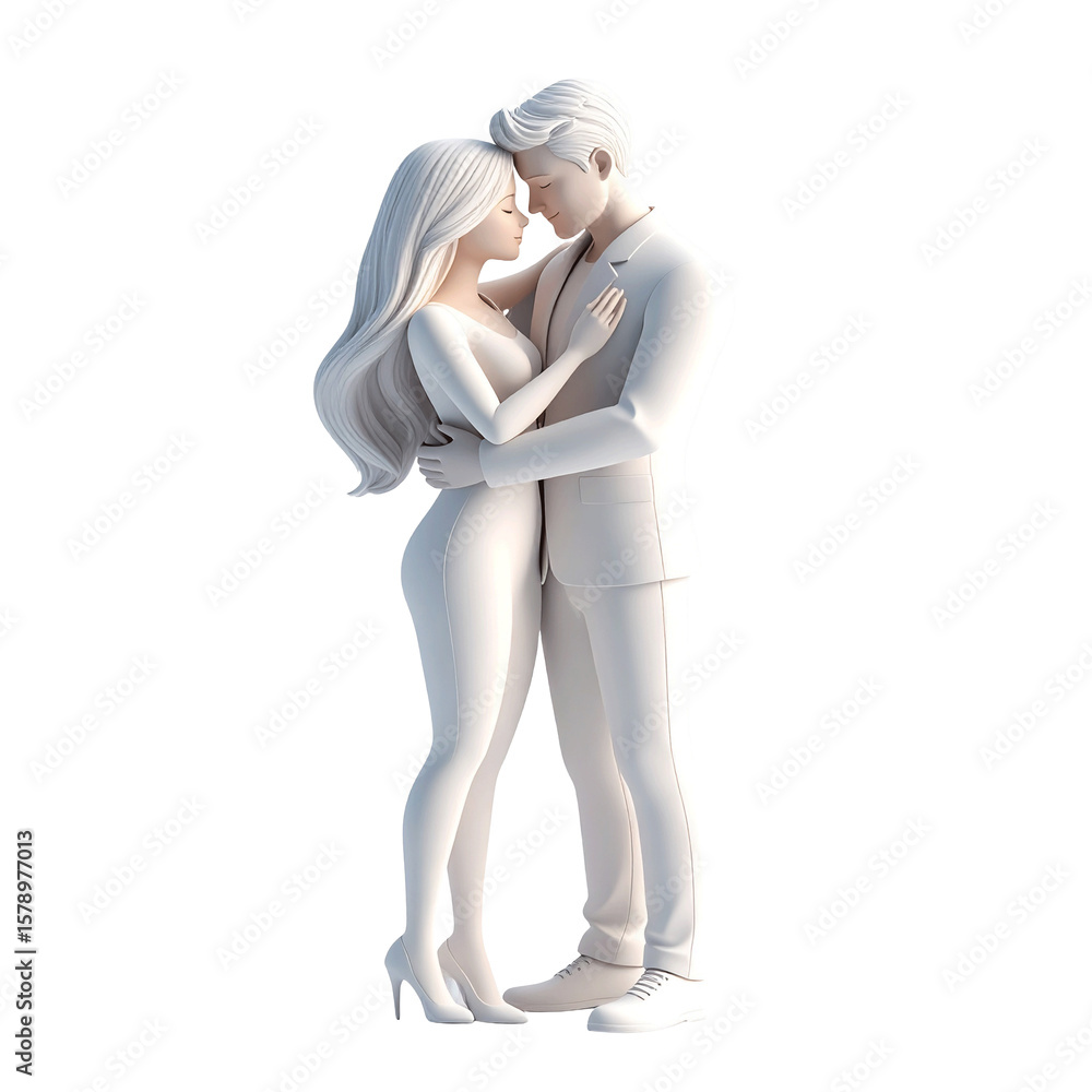 Naklejka premium 3D couple hugging icon isolated on transparent background. PNG