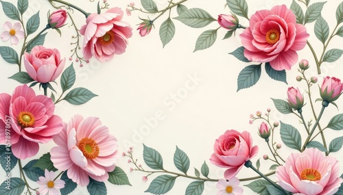 Wallpaper Mural Elegant floral motif, soft pastel tones, continuous loop, background, delicate Torontodigital.ca