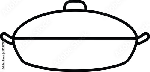 Casserole dish line art vector graphic illustration
