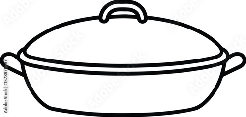 Casserole dish line art vector graphic illustration