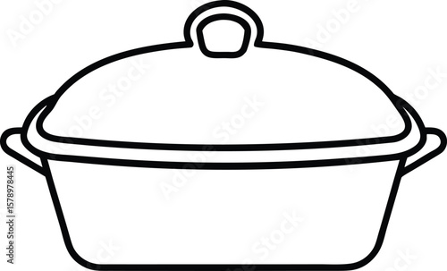 Casserole dish line art vector graphic illustration