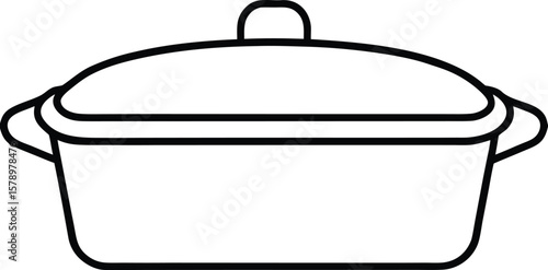 Casserole dish line art vector graphic illustration