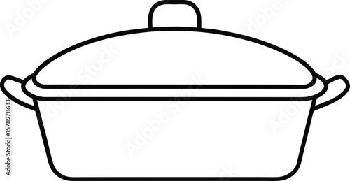Casserole dish line art vector graphic illustration