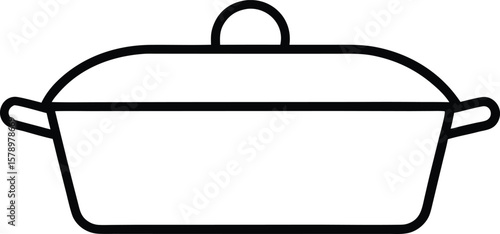 Casserole dish line art vector graphic illustration