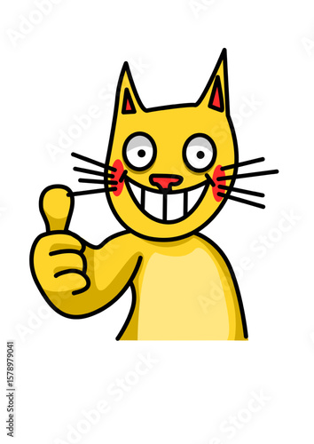 Illustration of a cat making an OK sign with its hand