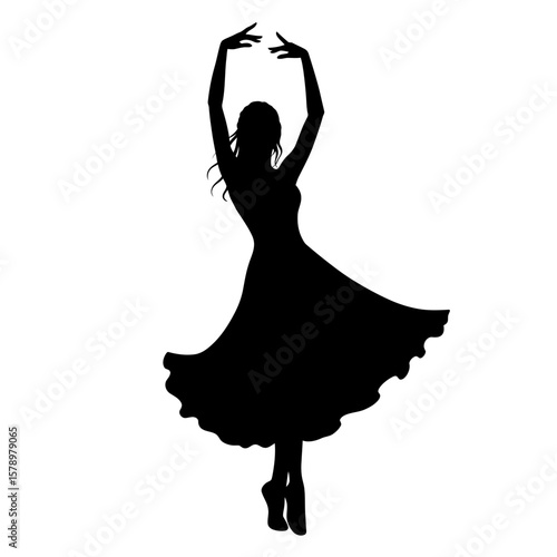 Graceful Silhouette: A beautiful silhouette of a dancer in full motion against a soft backdrop, capturing the elegance and poise of classical ballet, perfectly framed to inspire artful design.