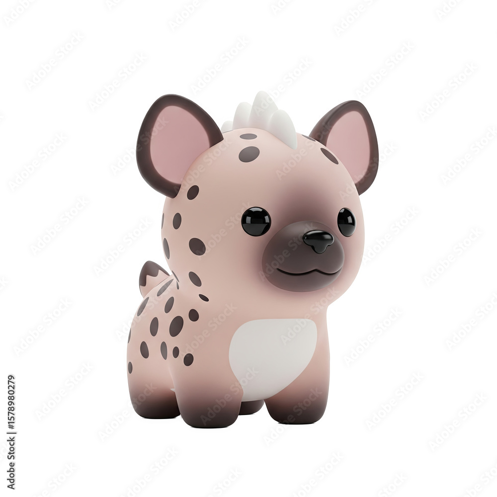 Obraz premium 3D render of cute cartoon spotted baby hyena with white belly
