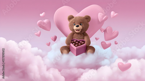 Valentine animals clipart bear and koalas on cloud heart balloons