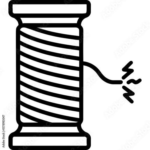 Conductive thread spool outline icon vector
