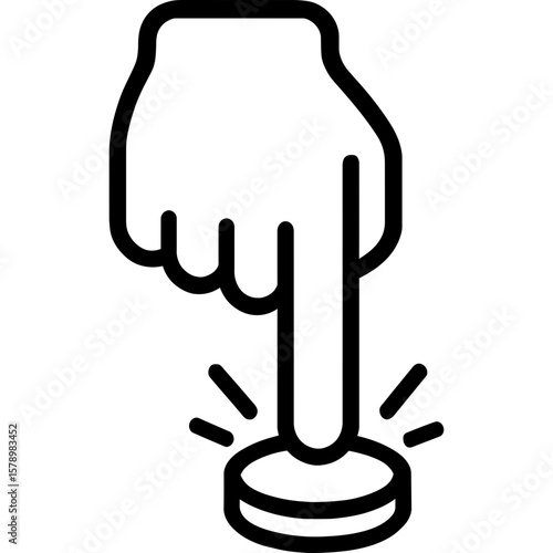 Hand pressing button outline icon vector