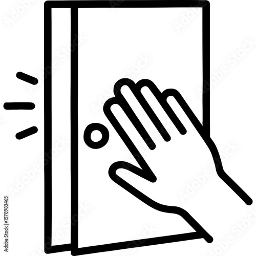 Hand closing door outline icon vector