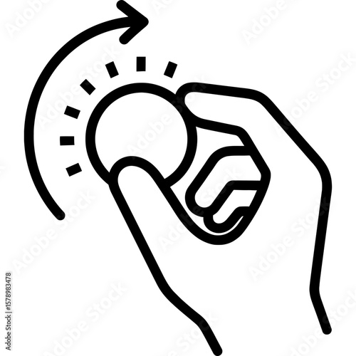 Hand turning knob outline icon vector