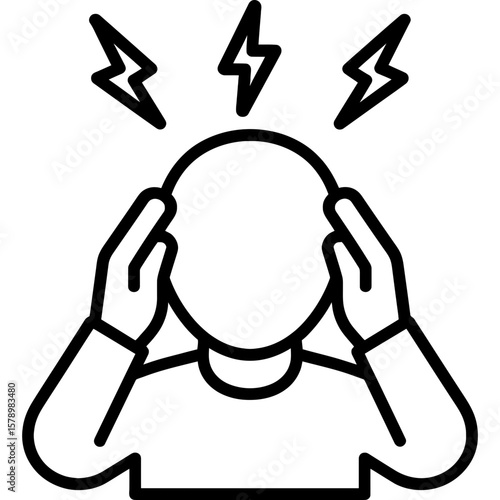 Person with headache outline icon vector