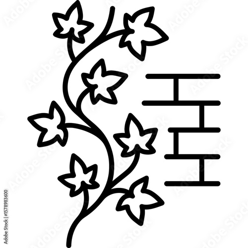 Ivy vine climbing outline icon vector