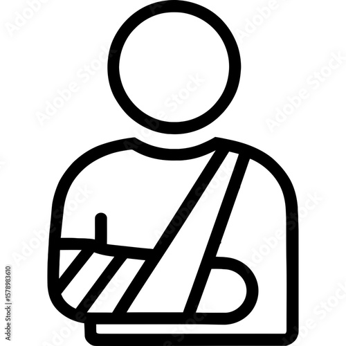 Person with cast and bandage outline icon vector