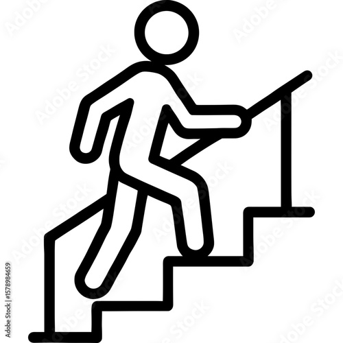 Person climbing stairs outline icon vector