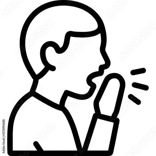 Person coughing outline icon vector