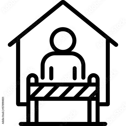 Person in quarantine house outline icon vector