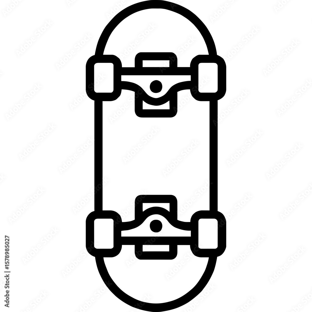 Fototapeta premium Skateboard top view outline icon vector