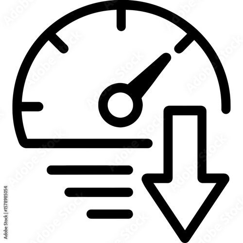 Slowing down with downward arrow outline icon vector