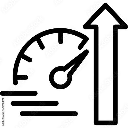 Speeding up upward arrow outline icon vector