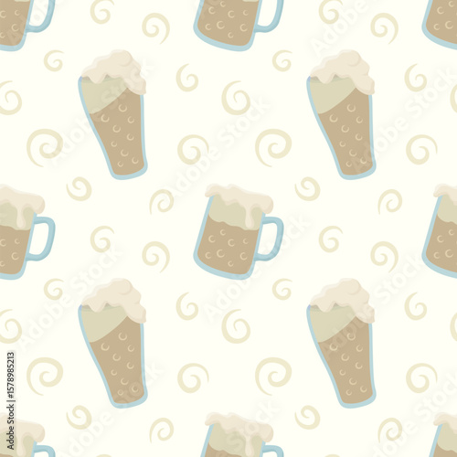 Seamless pattern with frothy beer swirls