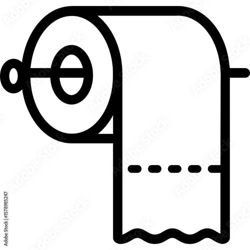 Toilet paper roll on holder outline icon vector
