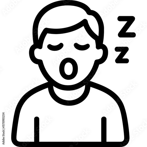Tired person with drooping posture outline icon vector