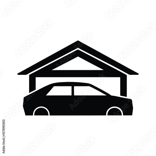 Car Under Carport or Garage Icon