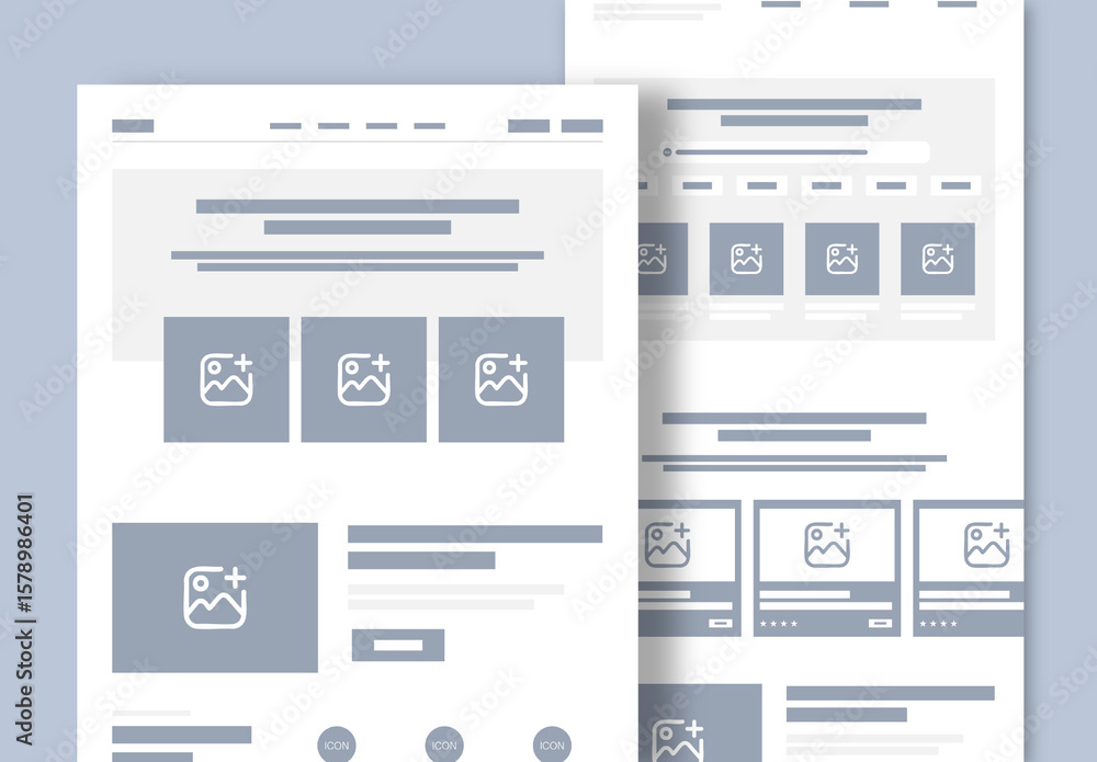 Wireframes Rountrip Page Adventure And Trekking Tour Landing Page Wireframe Stock Template ...