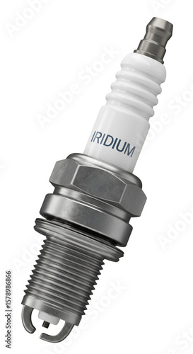 Isolated Close up of an Iridium Car Engine Spark Plug Component