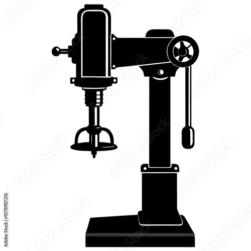 Drill Press Silhouette Vector Illustration