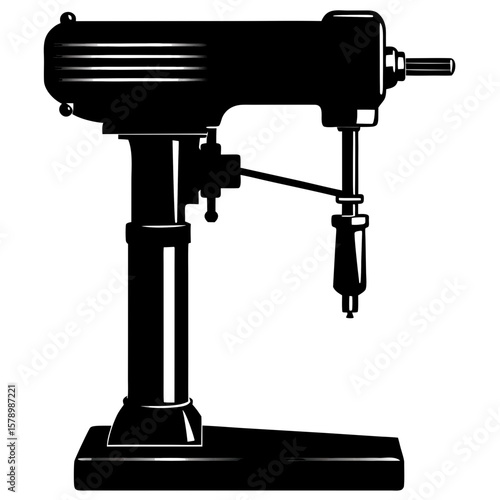 Drill Press Silhouette Vector Illustration