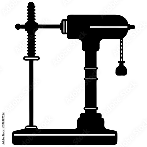Drill Press Silhouette Vector Illustration