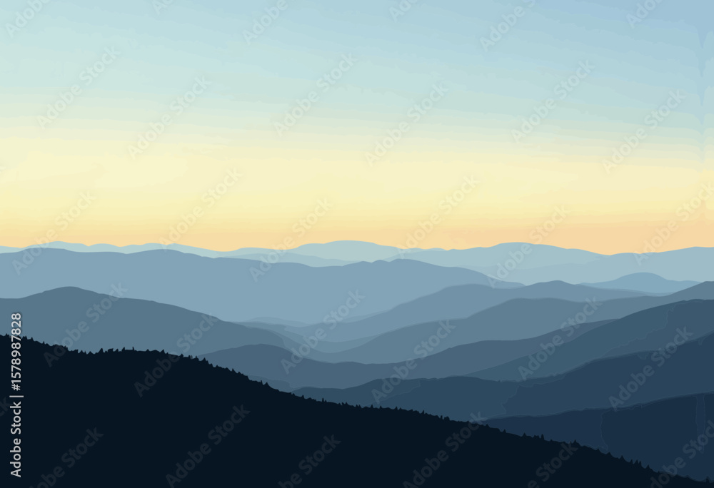 Obraz premium Serene mountain landscape at dusk with soft gradient colors 