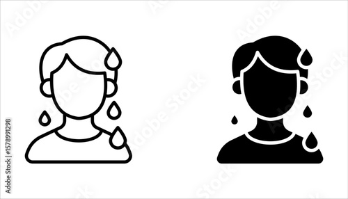 sweating icon set, vector illustration on white background.