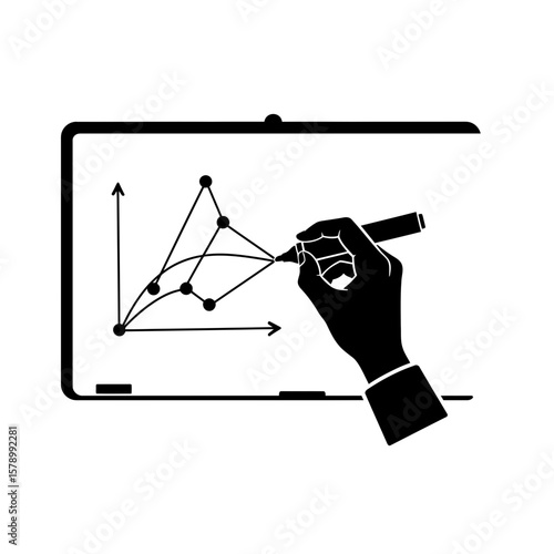 Chart Analysis: A hand meticulously plots data points on a graph, illustrating the essence of insightful business analysis and strategic planning.