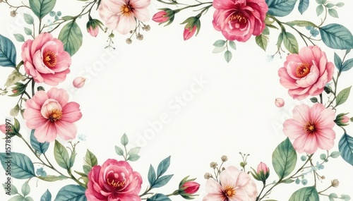 Subtle, watercolor-style floral repeat Blending buds & foliage , art, repeat