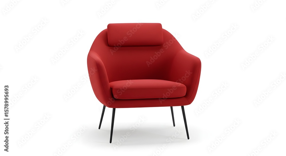 Obraz premium Red Modern Armchair with Headrest Isolated on White