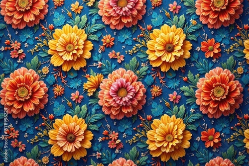 Intricate floral textile design, repeating seamlessly , vector, pattern, decoration