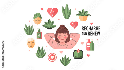 Mental Health and Self-Care Illustration – Recharge and Renew