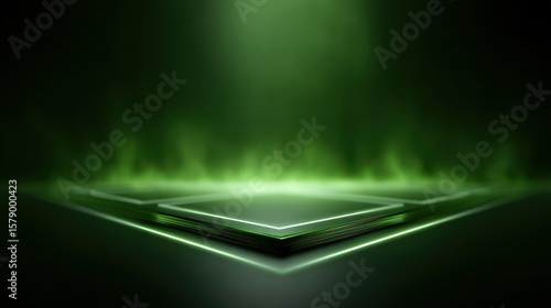 Blurred green tech background with soft glowing lines and geometric patterns, great for overlays